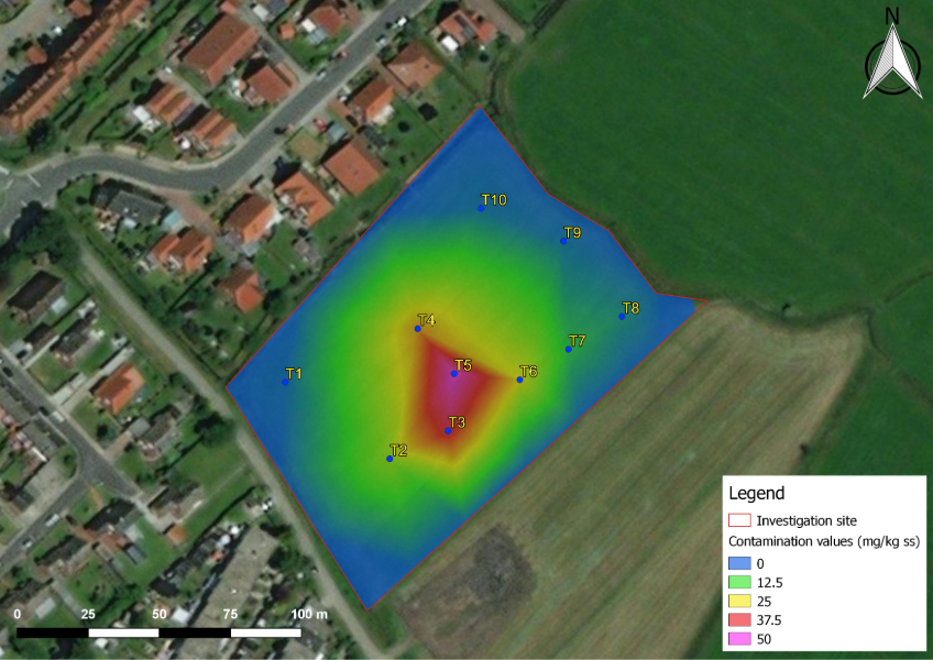 Contamination maps are graphic products aimed at representing pollutants’ spread and concentration.